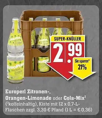 Edeka Europerl zitronen-, orangen-limonade oder cola-mix Angebot