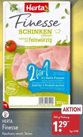 Aldi Nord Herta Finesse 100 g Packung Angebot