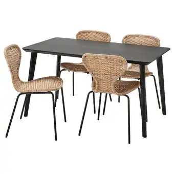 IKEA Lisabo / älvsta tisch und 4 stühle schwarz/rattan schwarz Angebot