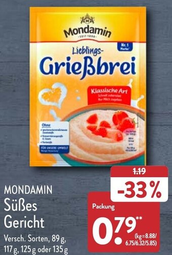 Aldi Nord Mondamin Süßes Gericht 89 g, 117 g, 125 g oder 135 g Angebot