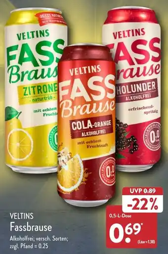 Aldi Nord Veltins Fassbrause 0,5 L Dose Angebot