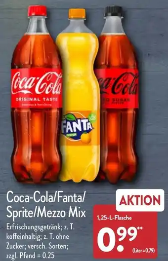 Aldi Nord Coca-Cola/Fanta/Sprite/Mezzo Mix 1,25 L Flasche Angebot