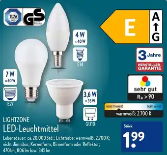 Aldi Nord Lightzone LED Leuchtmittel Angebot