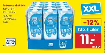 Netto Marken-Discount Gutesland Fettarme H-Milch 12*1 L Angebot