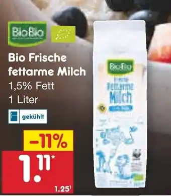 Netto Marken-Discount Bio Frische fettarme Milch  1 L Angebot