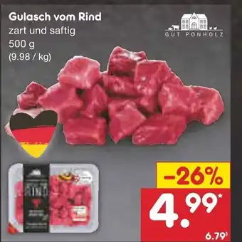 Netto Marken-Discount Gut Ponholz Gulasch vom Rind 500g Angebot