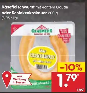 Netto Marken-Discount Grasmehr Kasefleischwurst o. Schinkenkrakauer 200g Angebot