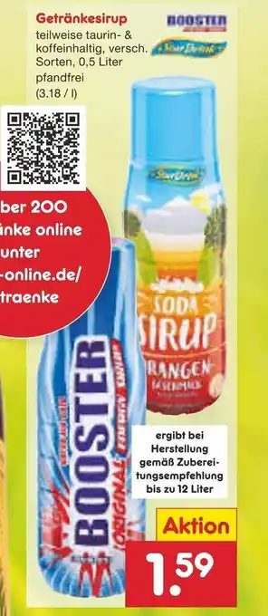 Netto Marken-Discount Booster Getrankesirup 500 ml Angebot