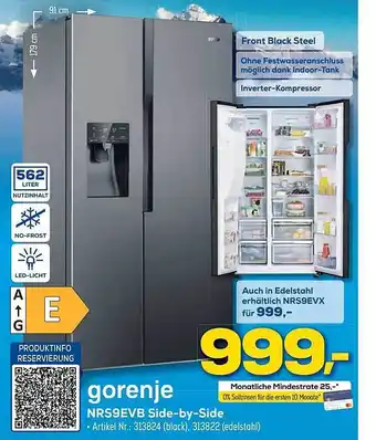 Euronics Berlet Gorenje nrs9evb side-by-side Angebot