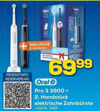 Euronics Berlet Oral-b pro 3 3900 2. handstück elektrische zahnbürste Angebot