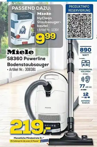 Euronics Berlet Miele s8360 powerline bodenstaubsauger Angebot