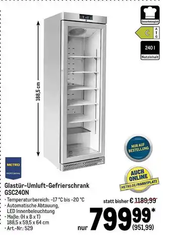 METRO Metro professional glastür-umluft-gefrierschrank gsc240n Angebot