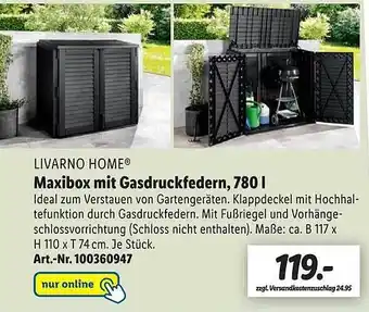 Lidl Livarno home maxibox mit gasdruckfedern, 780 l Angebot