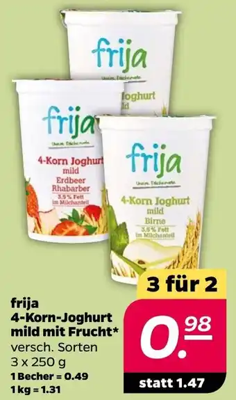 NETTO Frija 4-Korn Joghurt mild mit Frucht 3x250 g Angebot