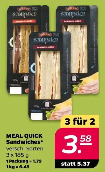 NETTO Meal Quick Sandwiches 3x185 g Angebot