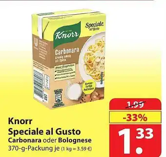 Famila Nord Ost Knorr speciale al gusto carbonara oder bolognese Angebot