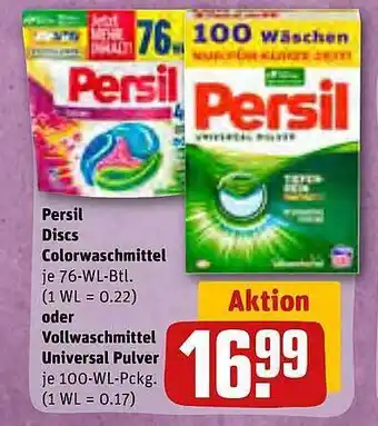 REWE Kaufpark Persil discs colorwaschmittel oder vollwaschmittel universal pulver Angebot