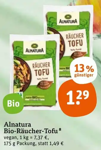 tegut Alnatura Bio Räucher Tofu 175 g Packung Angebot