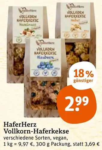 tegut HaferHerz Vollkorn Haferkekse 300 g Packung Angebot