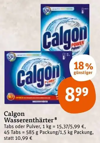 tegut Calgon Wasserenthärter  585 g Packung/1,5 kg Packung Angebot