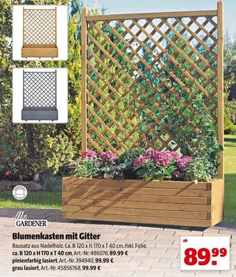 Hagebau Mr. Gardener Blumenkasten mit Gitter Angebot