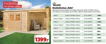 Hagebau Mr. Gardener Blockbohlenhaus Malta Angebot