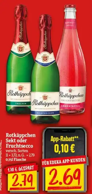 NP Discount Rotkäppchen Sekt oder Fruchtsecco 0,75 L Flasche Angebot