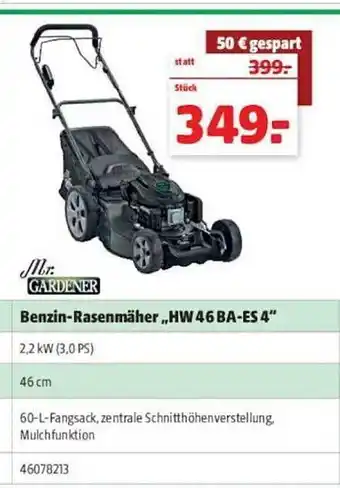 Hagebau M.r. gardener benzin-rasenmäher „hw 46 ba-es 4“ Angebot