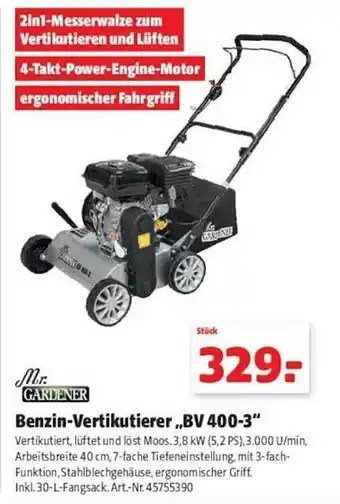 Hagebau Mr. gardener benzin-vertikutierer „bv 400-3“ Angebot