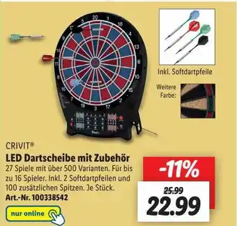 Lidl Crivit led dartscheibe miet zubehör Angebot