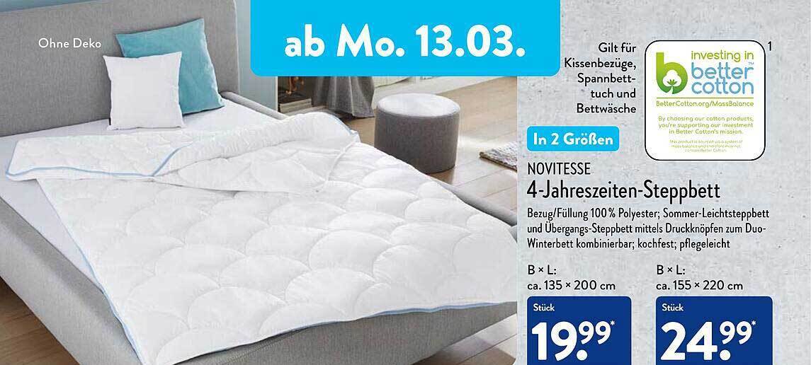 Novitesse 4jahreszeitensteppbett Angebot bei Aldi Nord