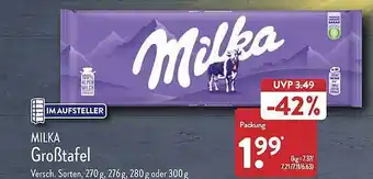 Aldi Nord Milka großtafel versch. sorten Angebot