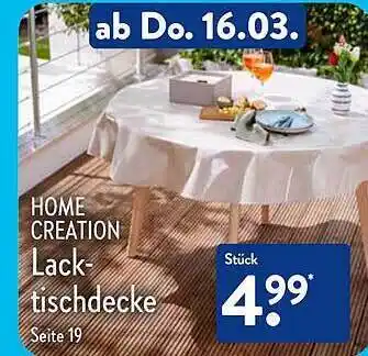 Aldi Nord Home creations lack-tischdecke Angebot