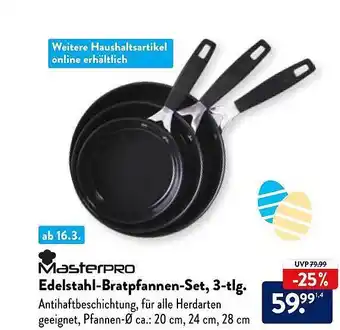 Aldi Nord Masterpro edelstahl-bratpfannen-set, 3-tlg. Angebot