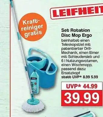 Famila Nord West Leifheit set rotation disc mop ergo Angebot