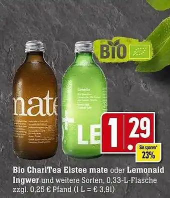 Scheck-in-Center Bio charitea eistee mate oder lemonaid ingwer Angebot