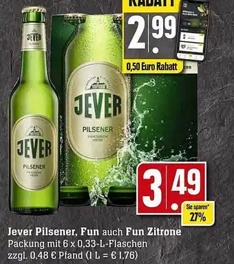 Scheck-in-Center Jever pilsener, fun auch fun zitrone Angebot