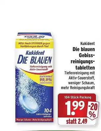 Wasgau Kukident die blauen gebiss reinigungs tabletten Angebot