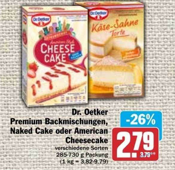 Dr oetker premium backmischungen, naked cake oder american cheesecake