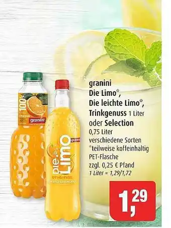 Markant Granini die limo, die leichte limo, trinkgenuss oder selection Angebot