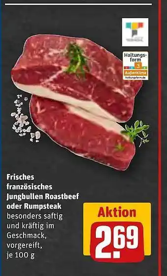 REWE Kaufpark Frisches französisches jungbullen roastbeef oder rumpsteak Angebot