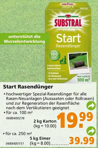 Globus Baumarkt Substral Start Rasendunger 2 kg Angebot