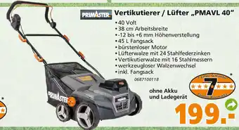 Globus Baumarkt Primaster Vertikutierer / Lufter PMAVL 40 Angebot