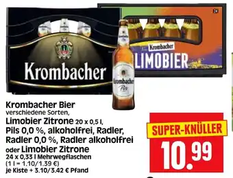 Edeka Herkules Krombacher Bier, Limobier Zitrone 20*500ml, Pils 0,0%, alkoholfrei, Radler, Radler 0,0,%, Radler alkoholfrei 24*330 ml Angebot