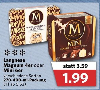 Combi Langnese Magnum 4er oder Mini 6er 270-440ml Angebot