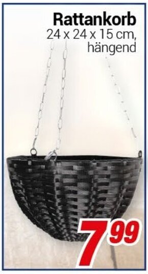 CENTERSHOP Rattankorb 24 x 24 x 15 cm Angebot