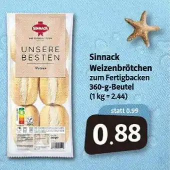 Markant Markt Sinnack Weizenbrötchen Angebot