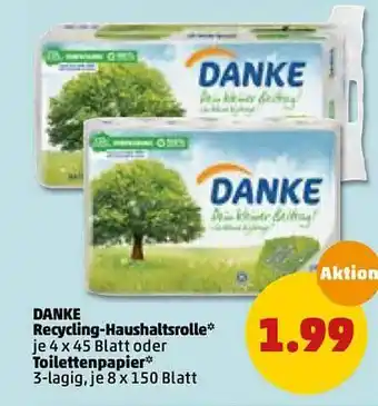 PENNY Danke Recycling-haushaltsrolle Oder Toilettenpapier Angebot