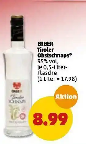 PENNY Erber Tiroler Obstschnaps Angebot