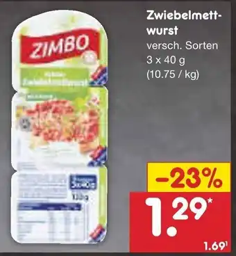 Netto Marken-Discount Zimbo Zwiebelmettwurst 120g Angebot